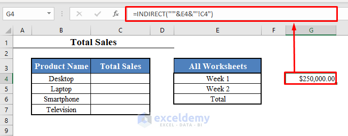 Reference Worksheet Name in Excel Using INDIRECT Function