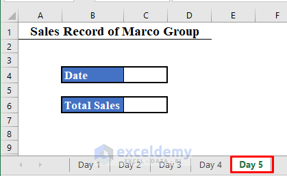 Fifth Worksheet to Enter Sequential Dates Across Multiple Worksheets
