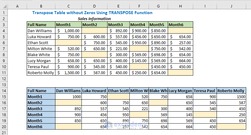 Excel TRANSPOSE Function 