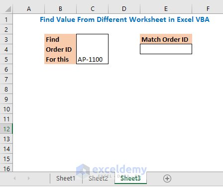 Find Value from Different Worksheet in Excel VBA