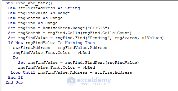 Now write the following code in the VBA console