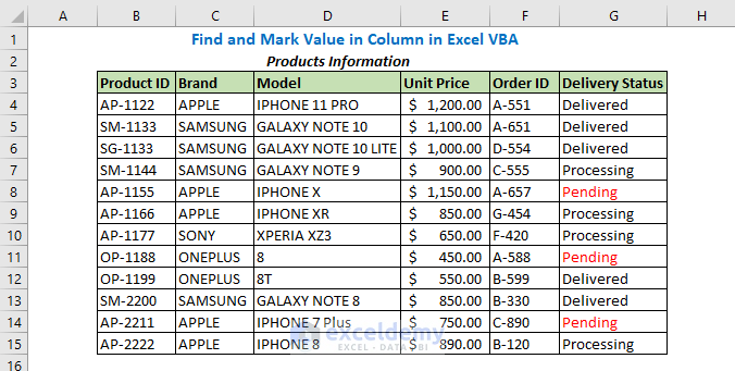 Excel VBA Find Value in Column