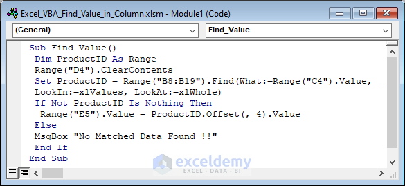 Excel VBA Find Value in Column 