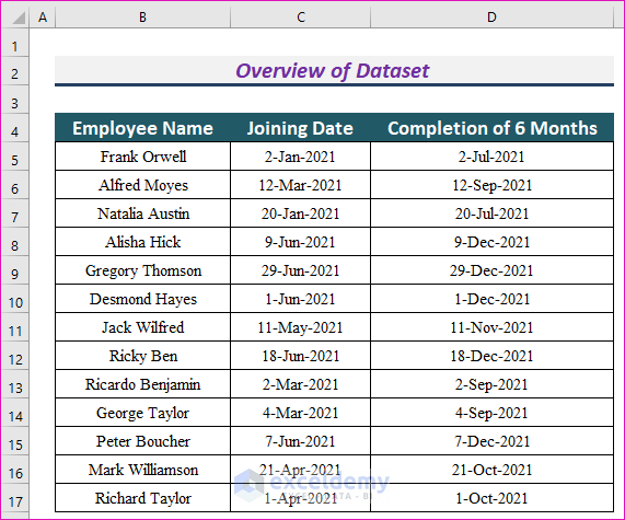 add 6 months to a date in excel