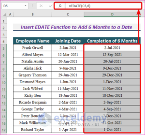 How to Add 6 Months to a Date in Excel (2 Easy Ways)