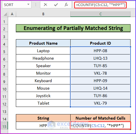 Enumerating Partially Matched String as An Easy Method to Apply COUNTIF When Cell Contains Specific Text