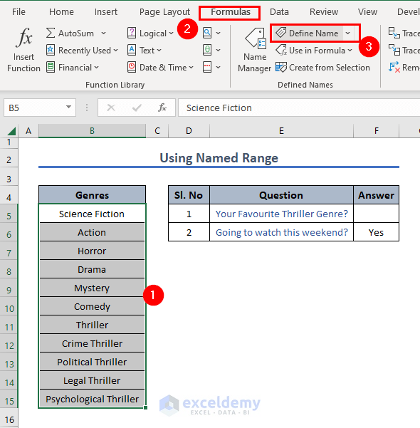 How to Edit Drop Down List in Excel with Named Range