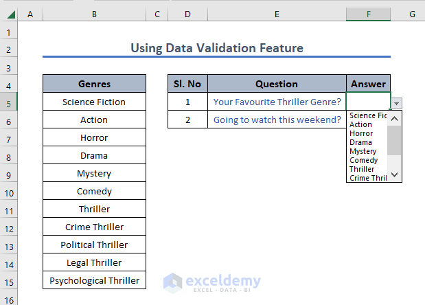 Use Data Validation Feature to Edit Drop Down List in Excel
