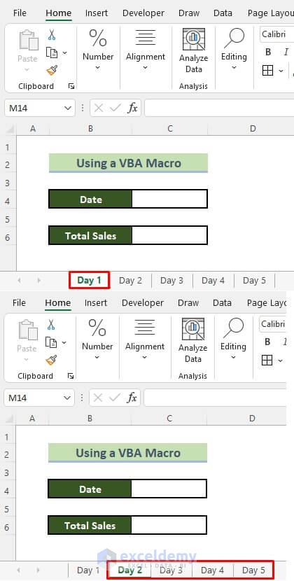 Sample Dataset to Enter Sequential Dates Across Multiple Sheets in Excel