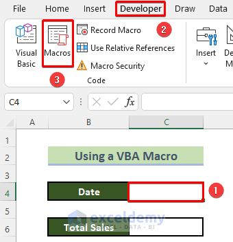 Access the Macros Tool to Enter Sequential Dates Across Multiple Sheets in Excel
