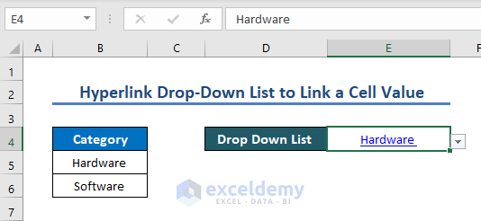 how to link a cell value with a an Excel drop down list