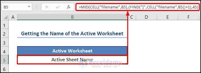 How to Get the Name of the Active Worksheet in Excel