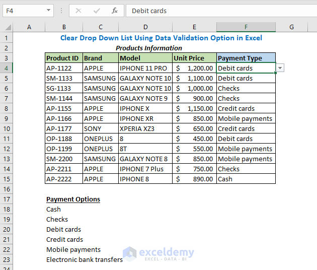 How To Remove Drop Down List In Excel Exceldemy