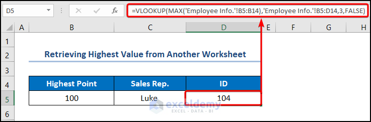 Retrieve Highest Value from Another Worksheet