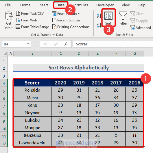 Sort Rows Alphabetically and Keep Rows Together in Excel