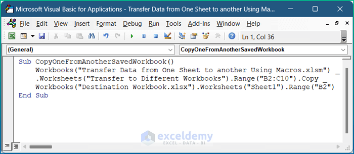 Transfer Data from One Sheet to Another in Different Workbooks