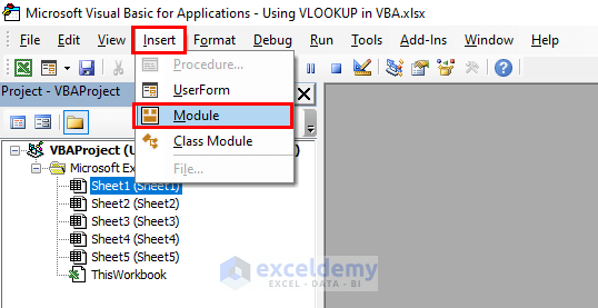 Insert Module to Use VLOOKUP in VBA