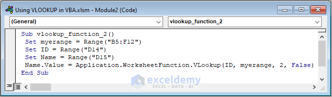 How to Use VLOOKUP in VBA 