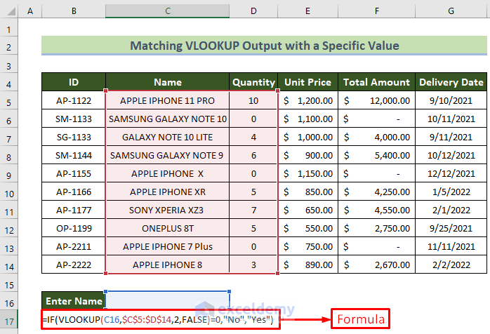 IF and VLOOKUP Nested Function Formula to Lookup a Value in Excel