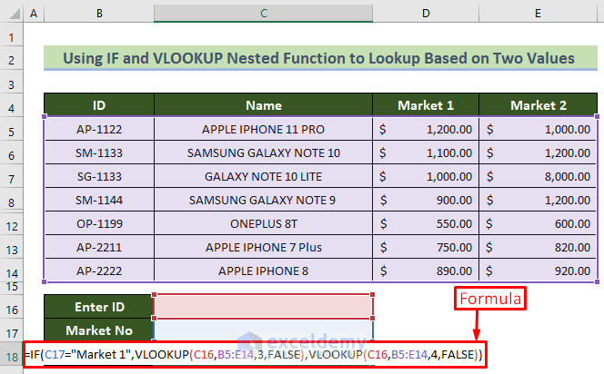 If and VLOOKUP Nested Function to Lookup Based on Two Values