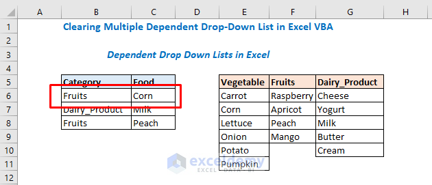 Clearing Multiple Dependent Drop-Down List in Excel VBA