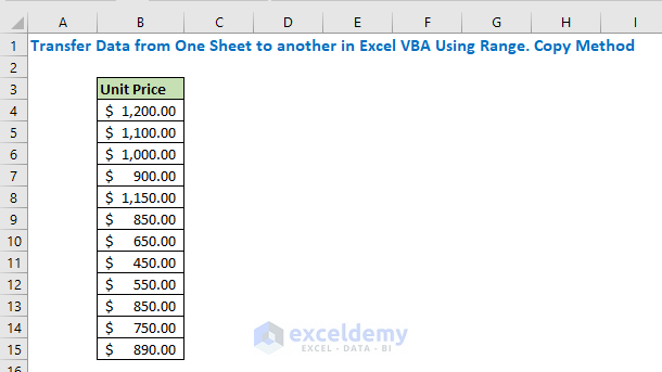 Now go to Sheet2. All the Unit Prices will be transferred here