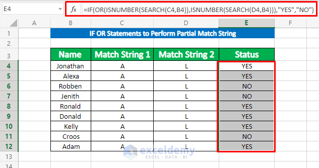 Using IF OR Formula to perform partial match string