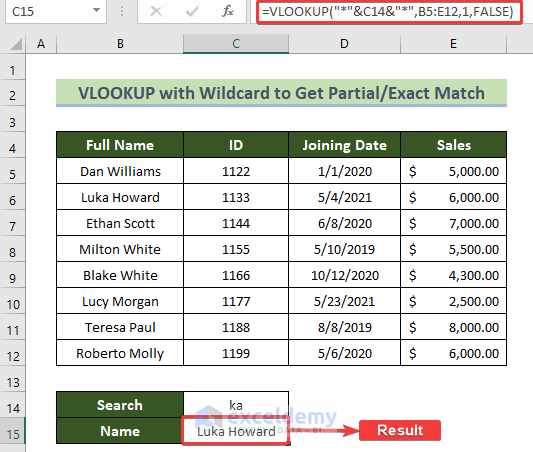Got Partial Match through VLOOKUP Function