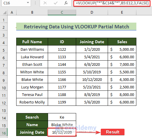 Retrieved Multiple Values for Partial Match