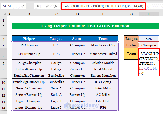 Concatenate with TEXTJOIN Function to VLOOKUP with Two Lookup Values
