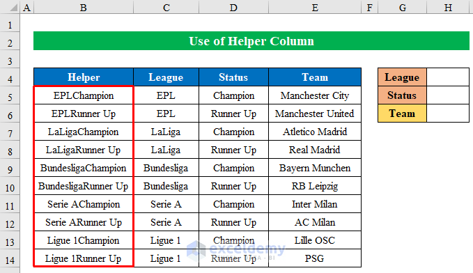 Using Helper Column to VLOOKUP with Two Lookup Values
