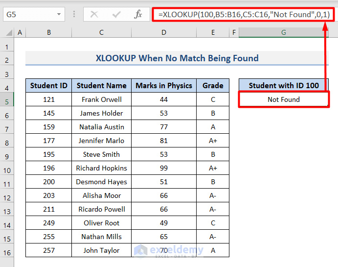 XLOOKUP and INDEX-MATCH When No Match Being Found