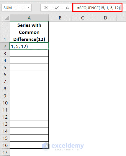 applying sequence function to autofill numbers in excel