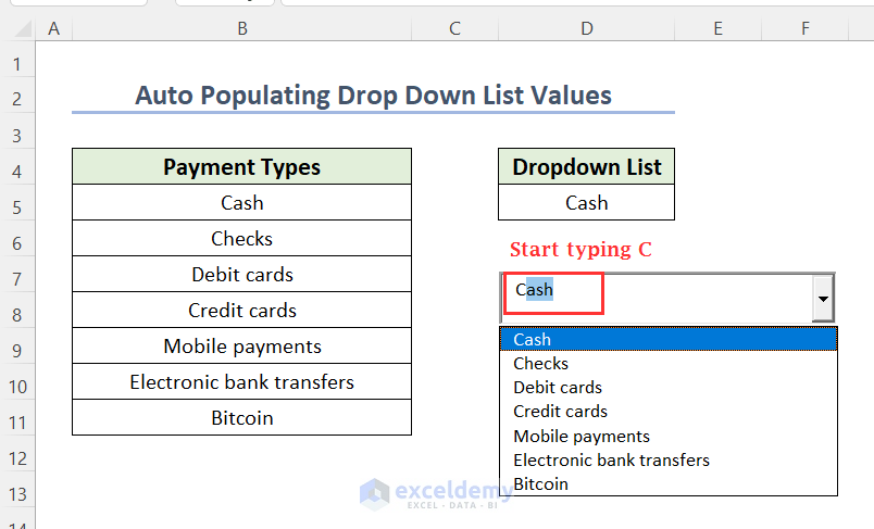 Using VBA Code Auto Populate Drop-Down List in Excel