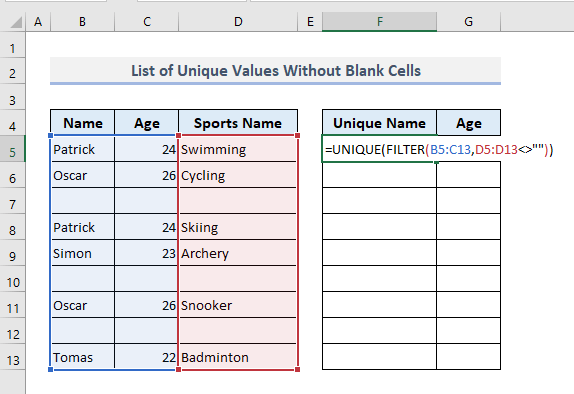 Create a List of Unique Values with Criteria