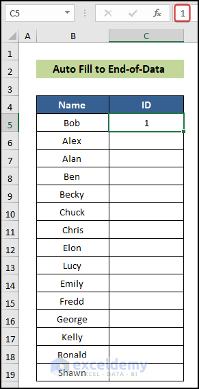 Write down the first employee id manually to autofill the cell based on another cell