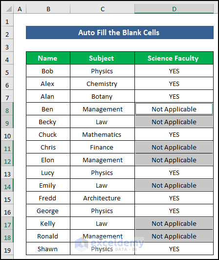 AutoFill the Blank Cells Based on Another Cell