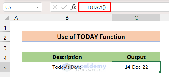 Using Formula with Excel TODAY Function to Change Date Automatically