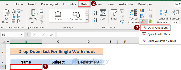 Using Data Validation to Create an Excel Drop-Down List From Another Sheet