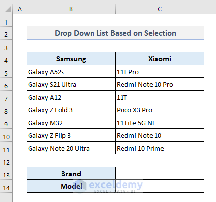 Prepare an Excel Data Table with a List of Items