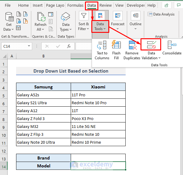 Create a Dependent Drop Down List Based on the Primary Selection