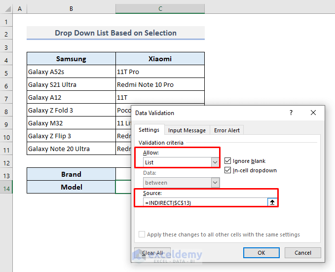 Create a Dependent Drop Down List Based on the Primary Selection