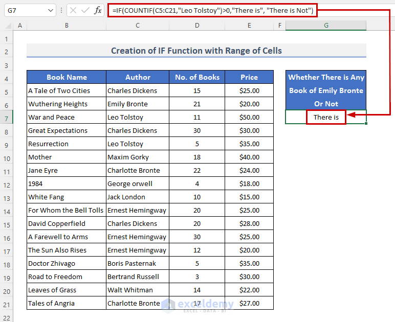 excel if function range of values