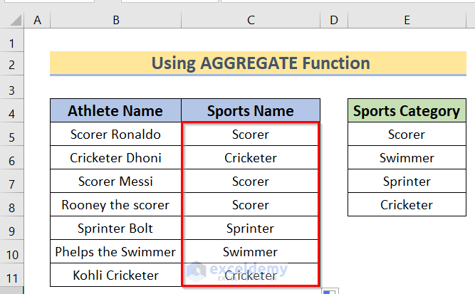 Results for AGGREGATE Formula - Excel Partial Match Two Columns