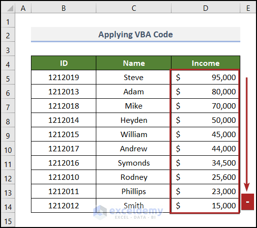 Applying VBA Code to sort column by value in Excel