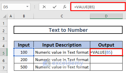 Text to number Excel VALUE Function
