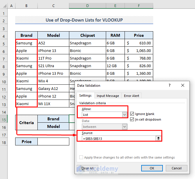 Use of Drop-Down Lists as Multiple Criteria in VLOOKUP