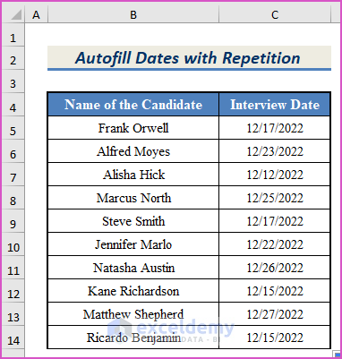 Autofill Dates with Repetition