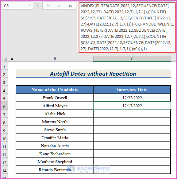 Using a combine formula to autofill dates without repetition