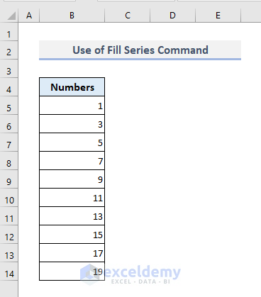 Autofill Numbers by Using Fill Series Command in Excel